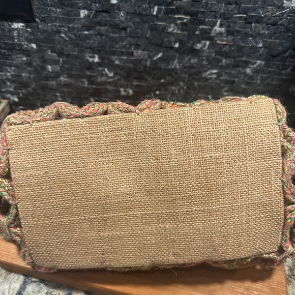 Estrella Shirleah Jute Bag Multicolor Round Wood Handles Vegan Made in India - Picture 8 of 13